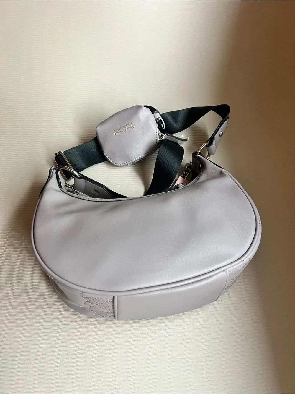 Juicy Couture Quilted Puff Half Moon Crossbody – Grey NWT